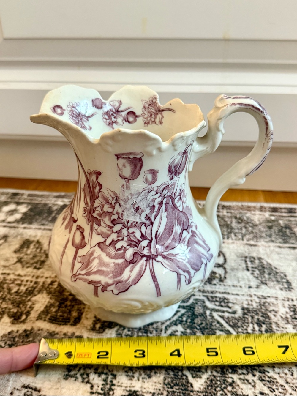 Furnivals Ltd from Staffordshire, England pitcher scalloped or ruffled rim